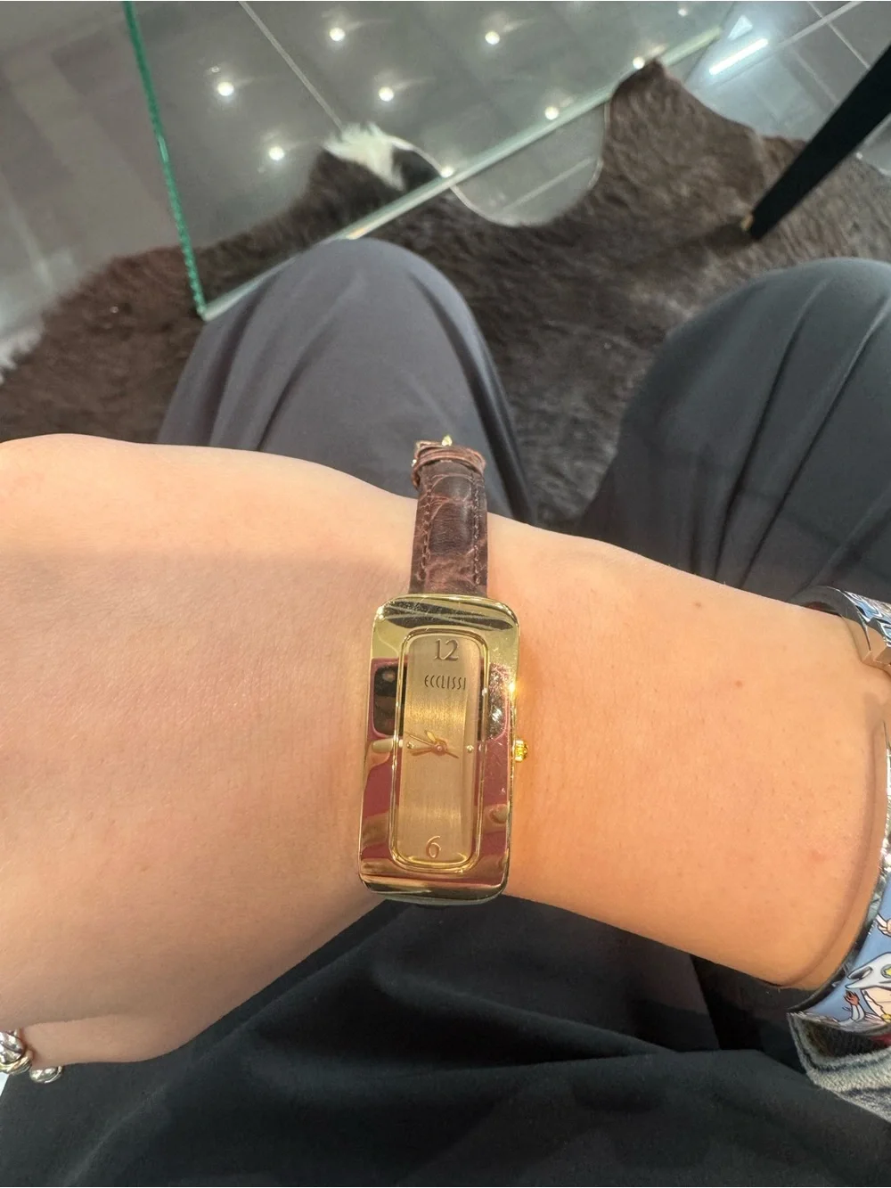 New Ecclissi Women's Vintage Quartz Rectangular Gold-Tone Watch